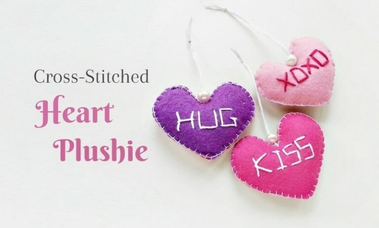 Cross Stitched Heart Plushies
