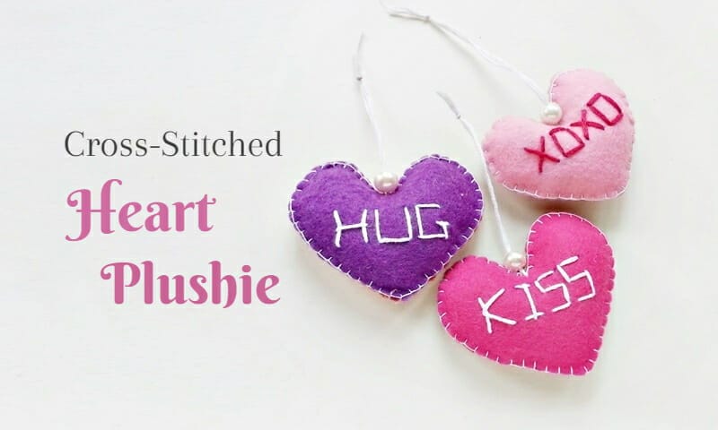 Cross Stitched Heart Plushies 1 Cross Stitched Heart Plushies