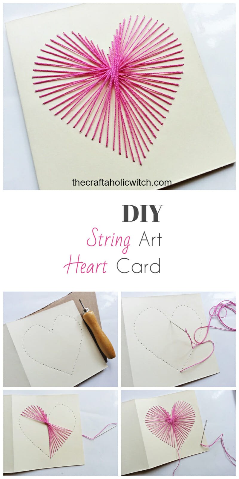 String art heart Card pin image - Create String-Art Heart Card