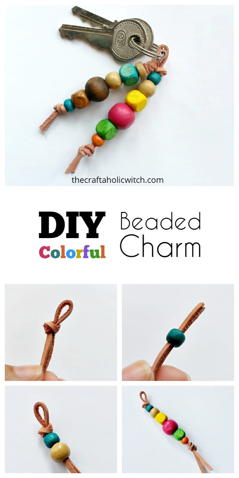 beaded charm pin image - DIY Wooden Beaded Charm