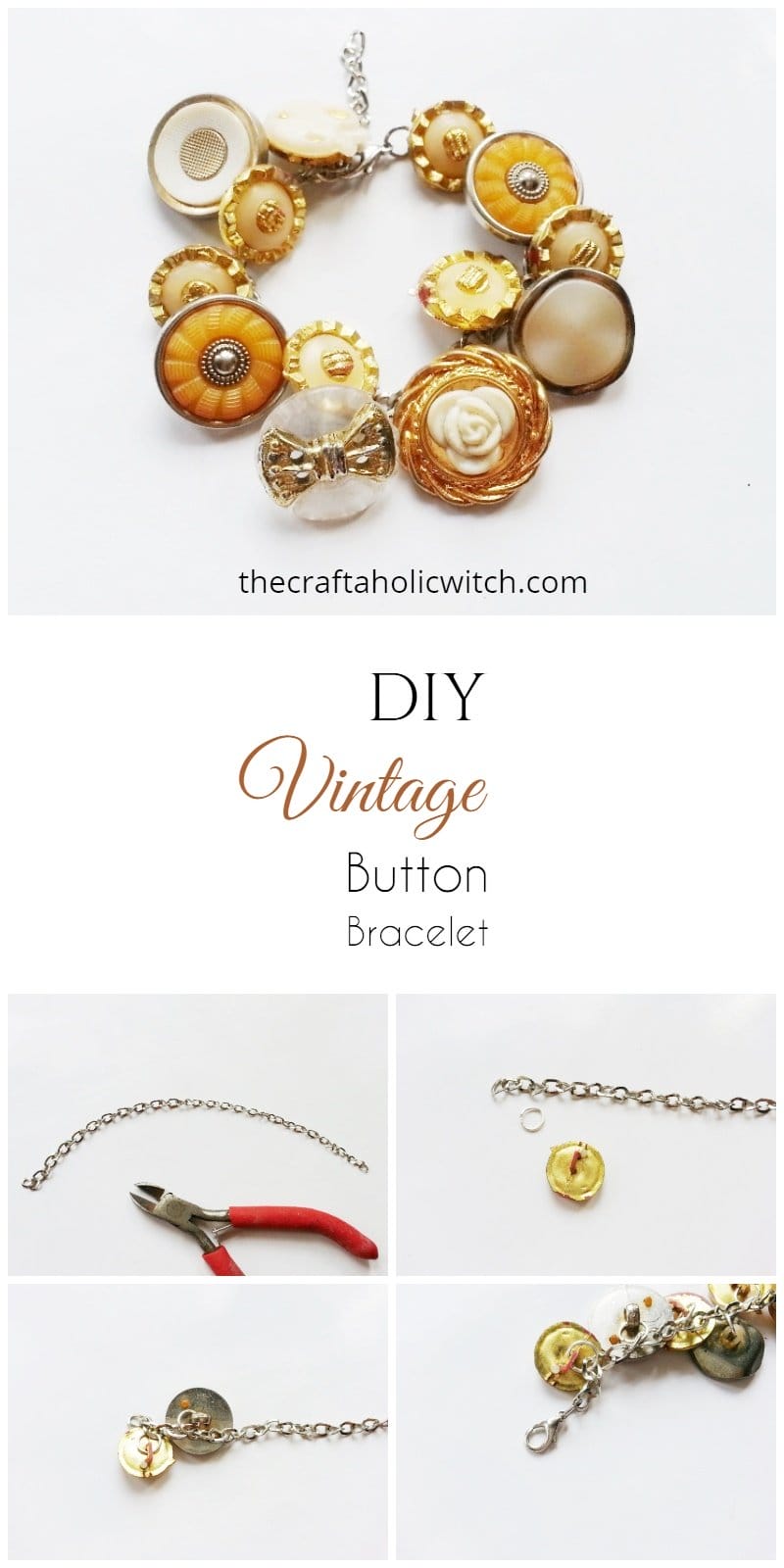 button bracelet pin image - DIY Vintage Button Bracelet