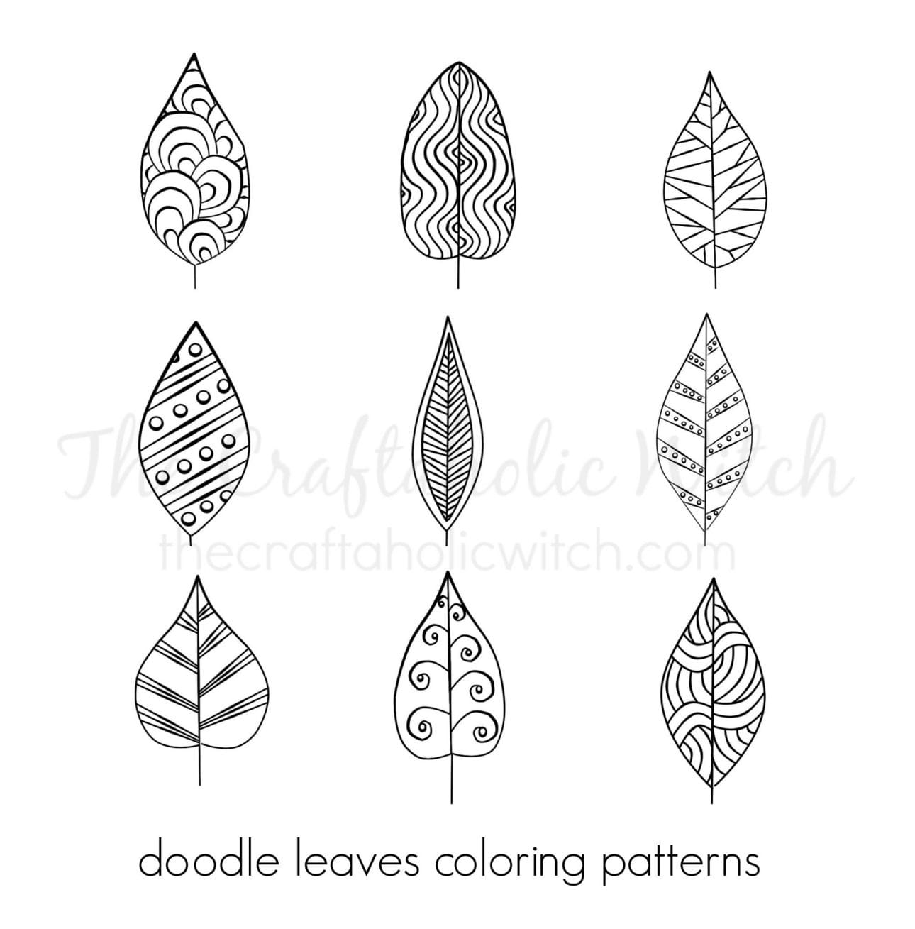 Free Doodle Leaf Patterns and Coloring Pages