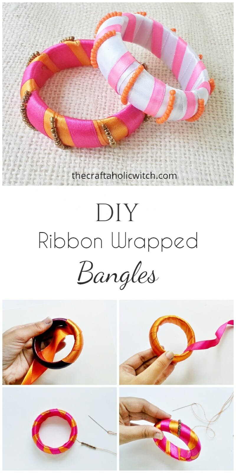 ribbon bangles pin image - How to Make Elegant Bangle Bracelets