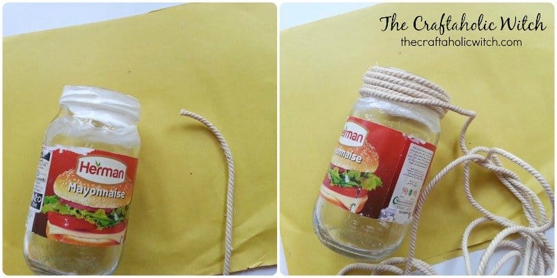 DIY indoor Planters - Step 2: Wrap the Jar with Twine