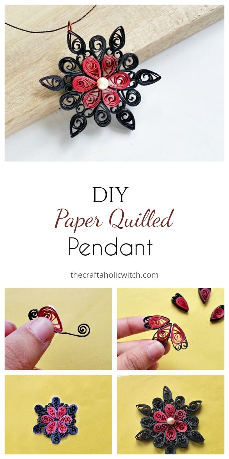 quilled pendant pin image - DIY Paper Quilled Pendant