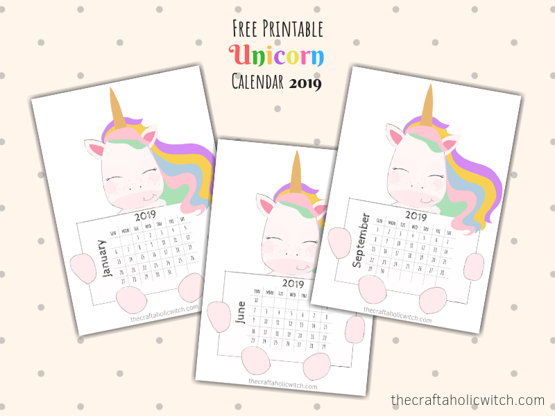 Free Printable Unicorn Calendar 2019