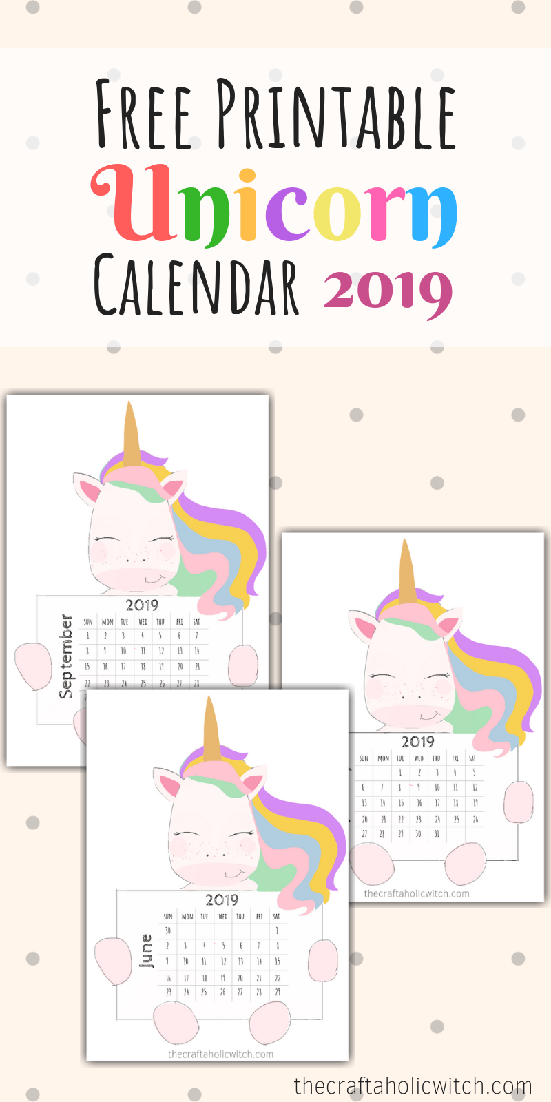 klendr pinti - Free Printable Unicorn Calendar 2019