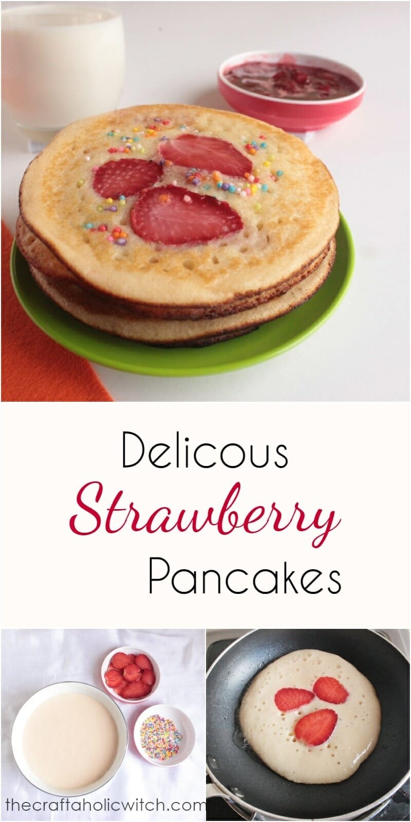 strawberry pancakes pin image - Prepare Delicious Strawberry Pancakes