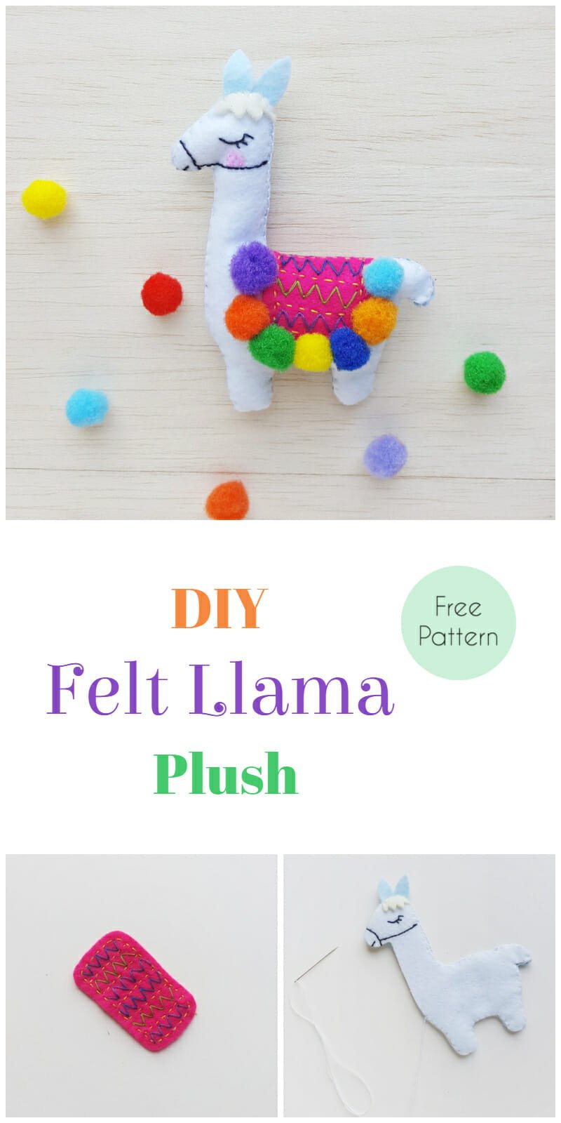 Llama Pinty Image - DIY Felt Llama Plush - Free Pattern