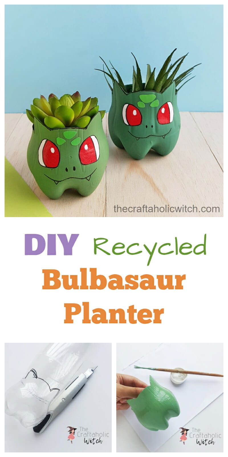 DIY Recycled Pokemon Bulbasaur Planter 5 BeFunky collage - DIY Recycled Pokemon Bulbasaur Planter
