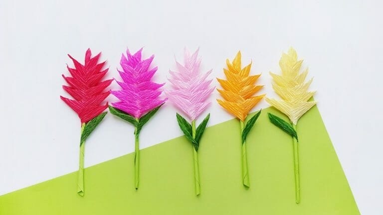 How to Make Paper Flowers With Stems for Bouquet (Ginger Flower)