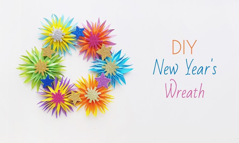 DIY New Year's Wreath - Make a Cute Paper Craft Wreath