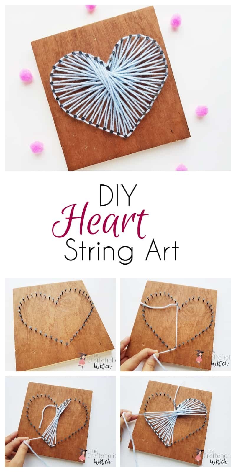 Easy Heart String Art on cardboard, easy and safe to make with kids - String  Art DIYString Art DIY