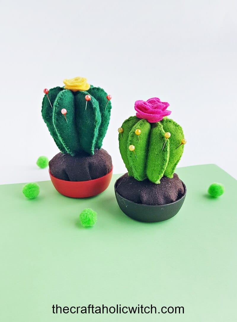 DIY Cactus Pincushion (Easy 10 Step Tutorial with Free Pattern)