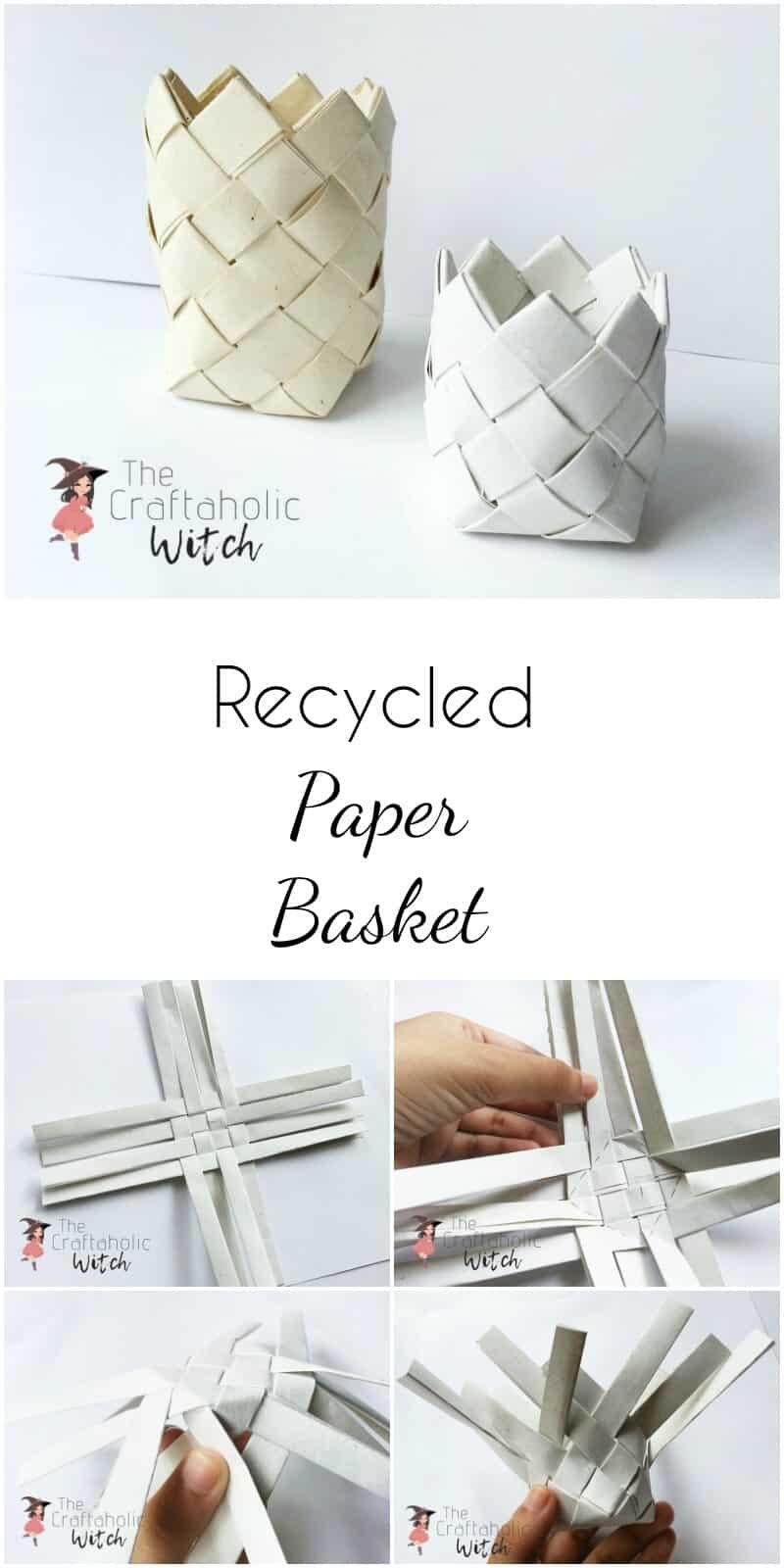 paper basket pin image - Recycled Paper Basket Weaving