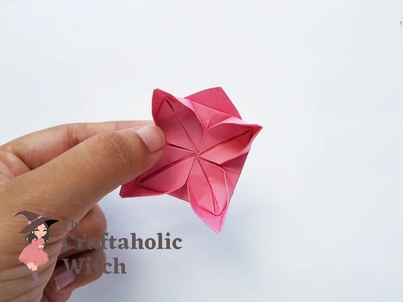 foldning origami lotus trin 12