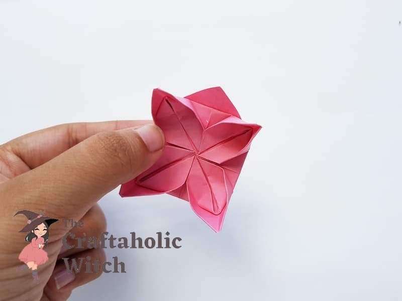 Folding origami lotus step 12