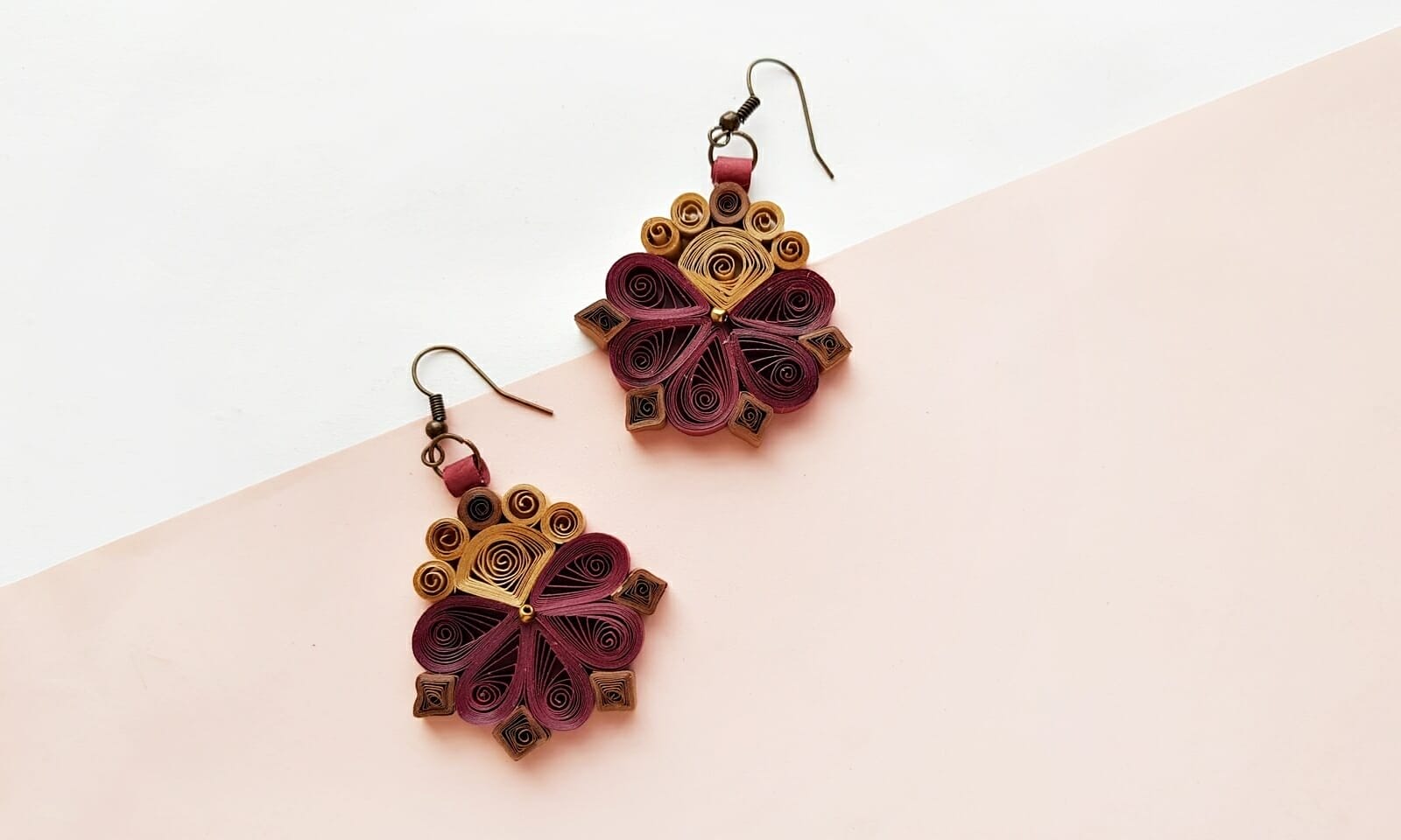 Quilling paper earrings making rose flower design earrings making methods -  YouTube