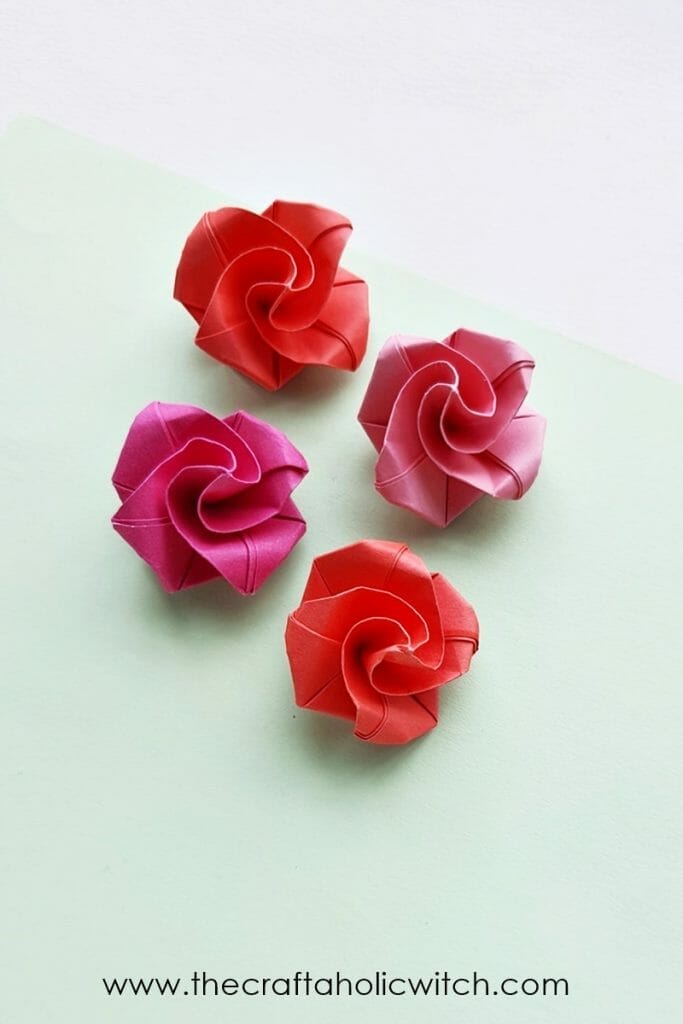 How to Make Easy Origami Rose in Bloom (Folding Instruction)