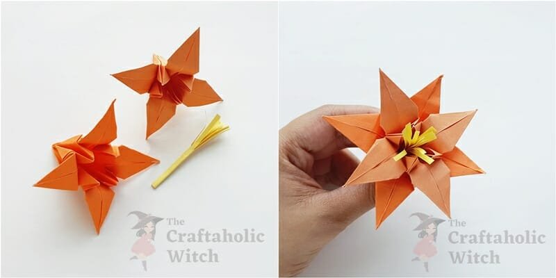 Step 10 of Folding Origami Lily: Prepare Rest of the Patterns and Assemble