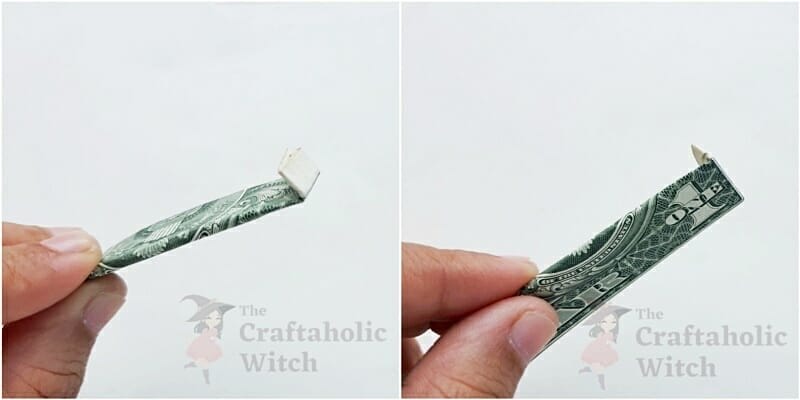 folding origami ring out of dollar bill- step 4