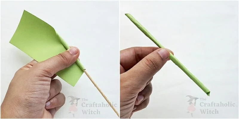 How to make an Origami paper tulip with stem and leaf