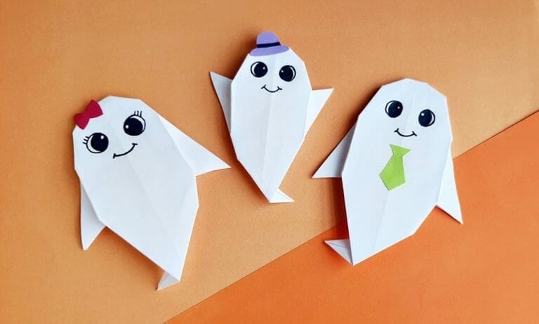How to Make Easy Origami Ghost (Folding Instruction + Video)