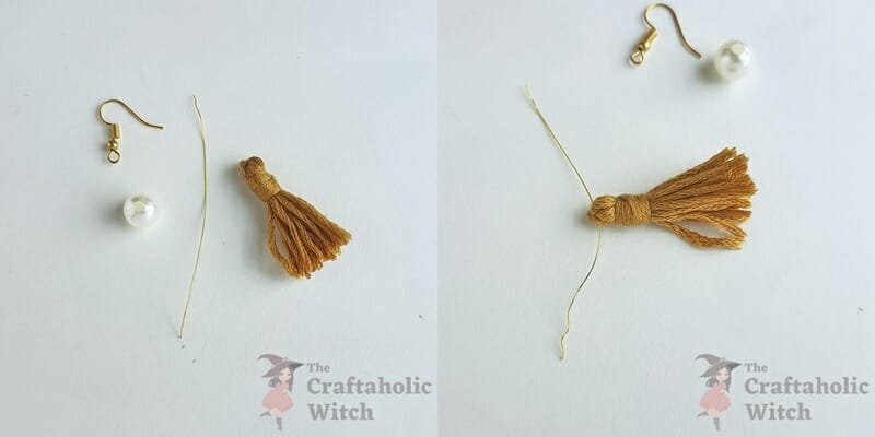 making tassel earring - Step 1: Attaching Tassel to the Base Wire