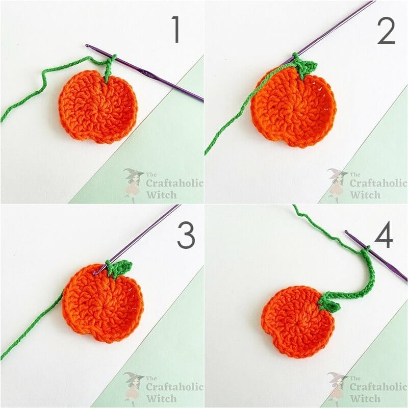 Forming the Stem of crochet pumpkin