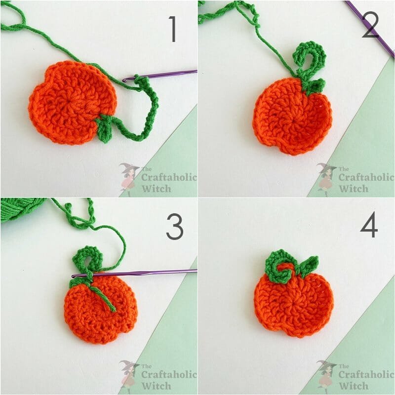 Forming the Vine of crochet pumpkin