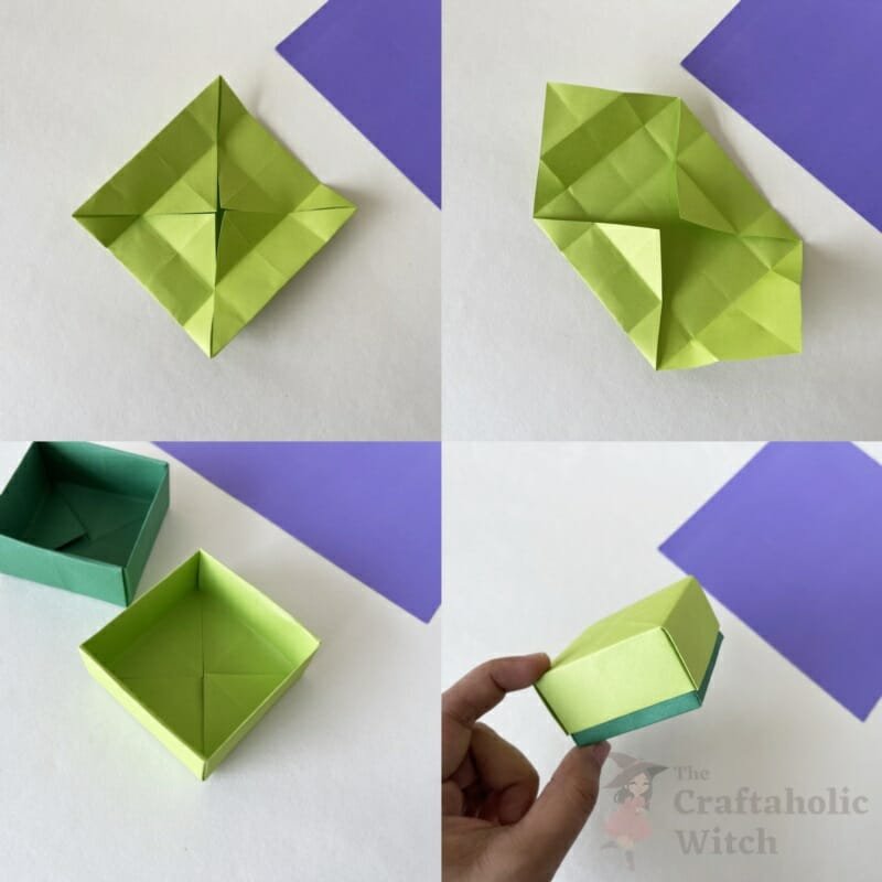 Origami paper box with lid - Tutorial 