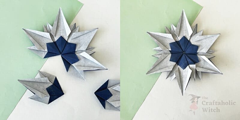 origami snowflake instruction step 12