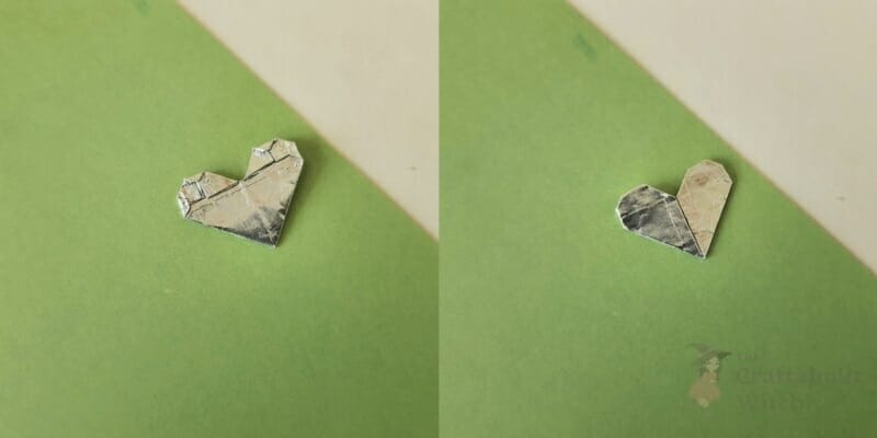 Gum wrapper heart Step 7: Form the Top-Left Side
