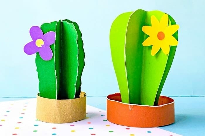 3D Paper Cactus Craft 37 - 17 Best DIY Construction Paper Crafts With Full Tutorials