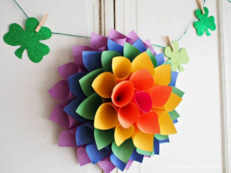 Rainbow Paper Wreath 2 scaled 1 - 17 Best DIY Construction Paper Crafts With Full Tutorials
