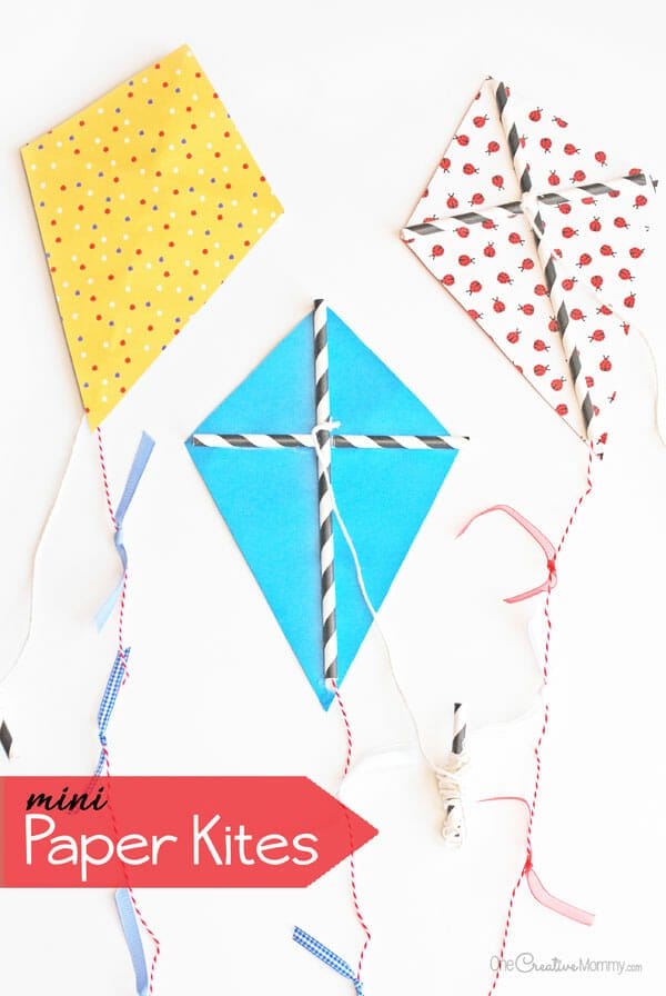 mini paper kites craft for kids 1c - 17 Best DIY Construction Paper Crafts With Full Tutorials